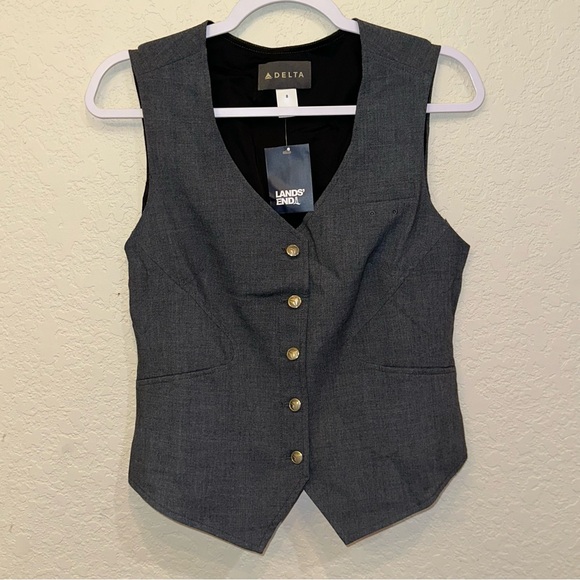 NEW Delta Lands End Size 8 Flight Attendant Vest Workwear Uniform Business - Picture 1 of 4